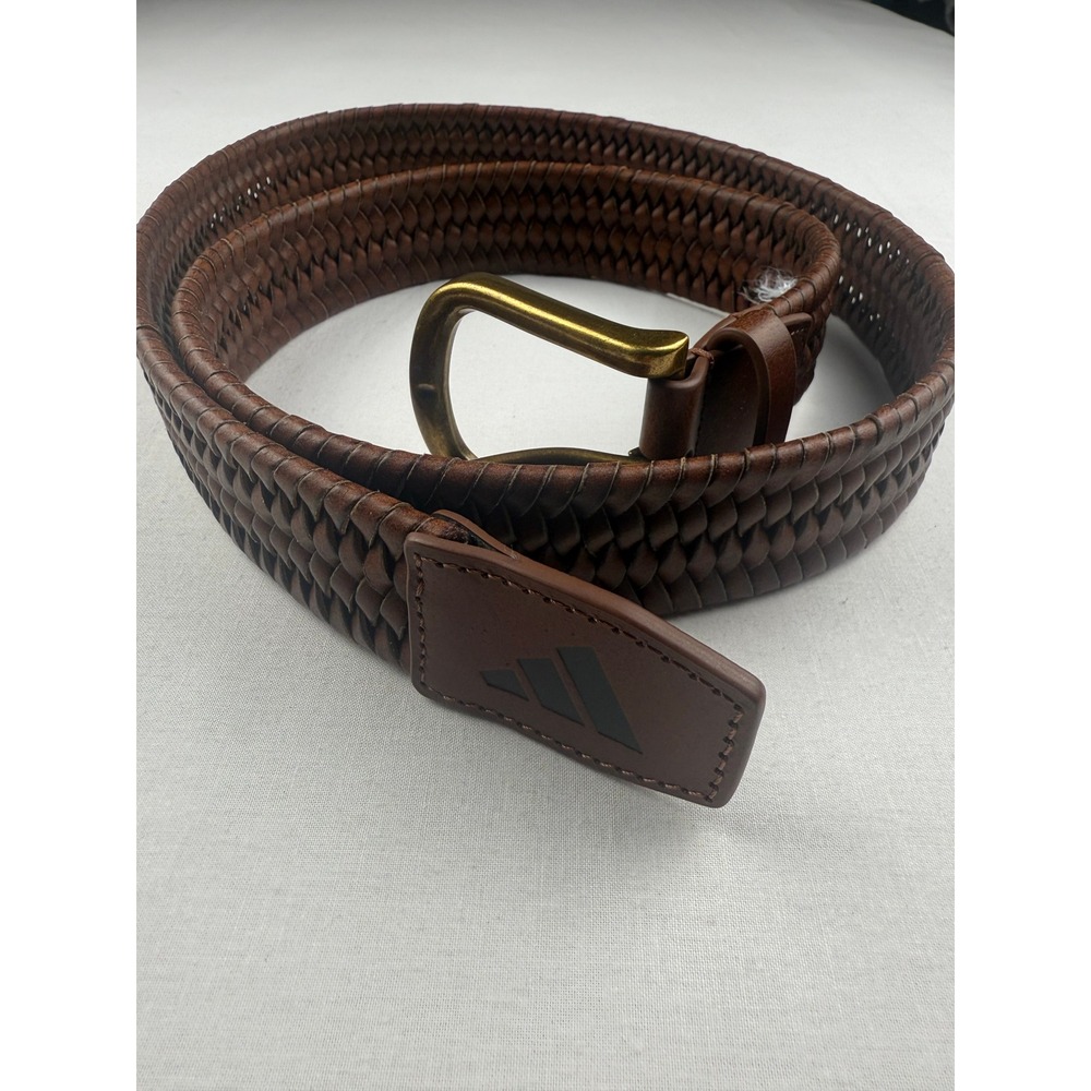 Adidas Braided Golf Belt Brown Woven Logo Up to 36" IP9907 100001